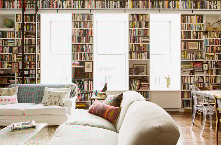 a brooklyn heights loft in an old ymca building makes room for books