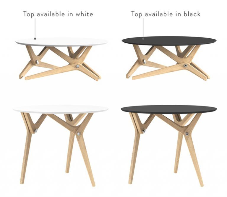 Boulon Blanc transforms from coffee table to dining room table using helicoid mechanisms 6sqft
