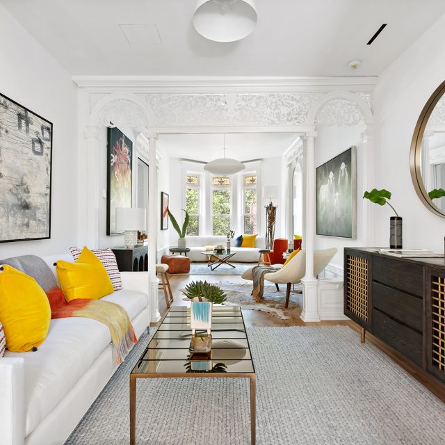 Stained glass transoms and lacy woodwork steal the show at this $4M Bed-Stuy brownstone