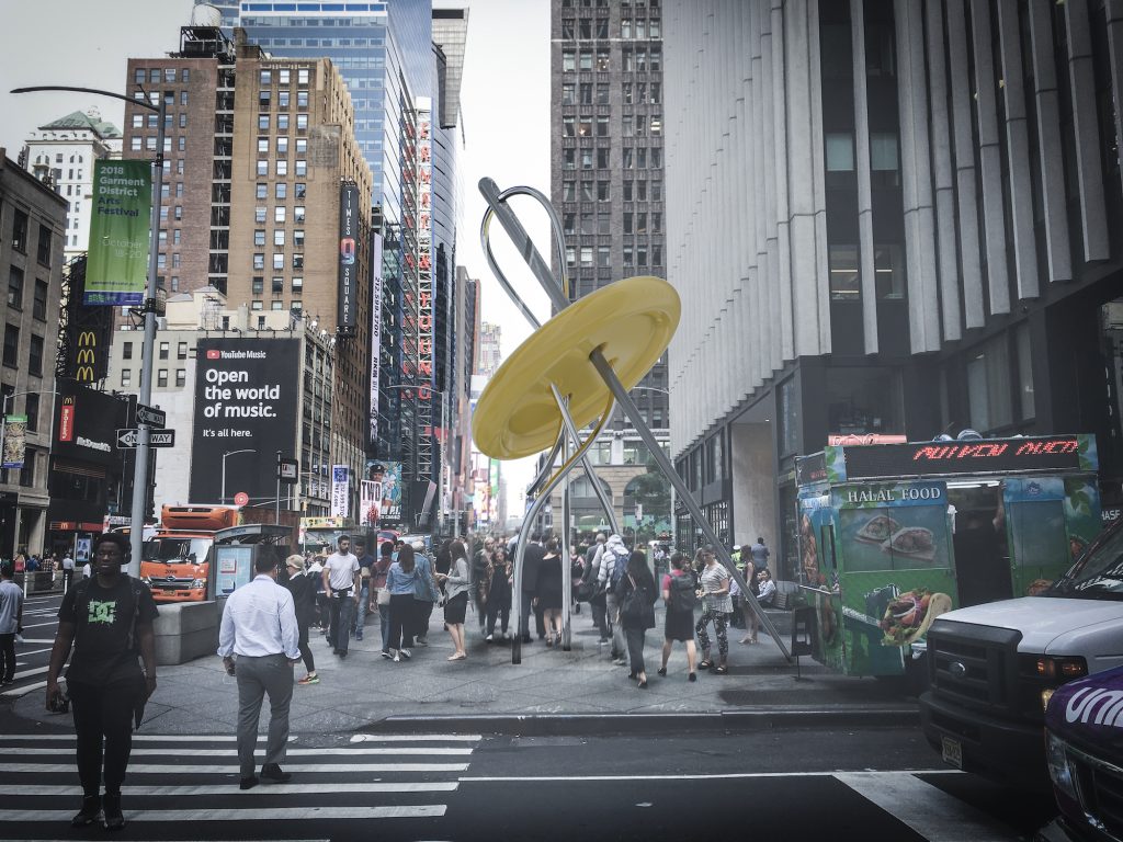 The Garment District's iconic button & needle kiosk will be redesigned
