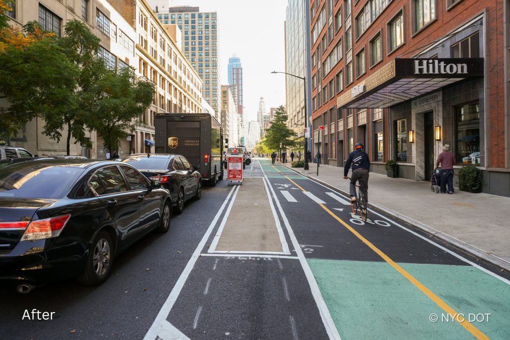 Two way bike lane opens on Downtown - Schermerhorn Street Bike Lane 2 1024x683